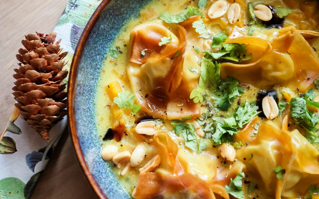 Ravioles de veau et bouillon de butternut au lait de coco