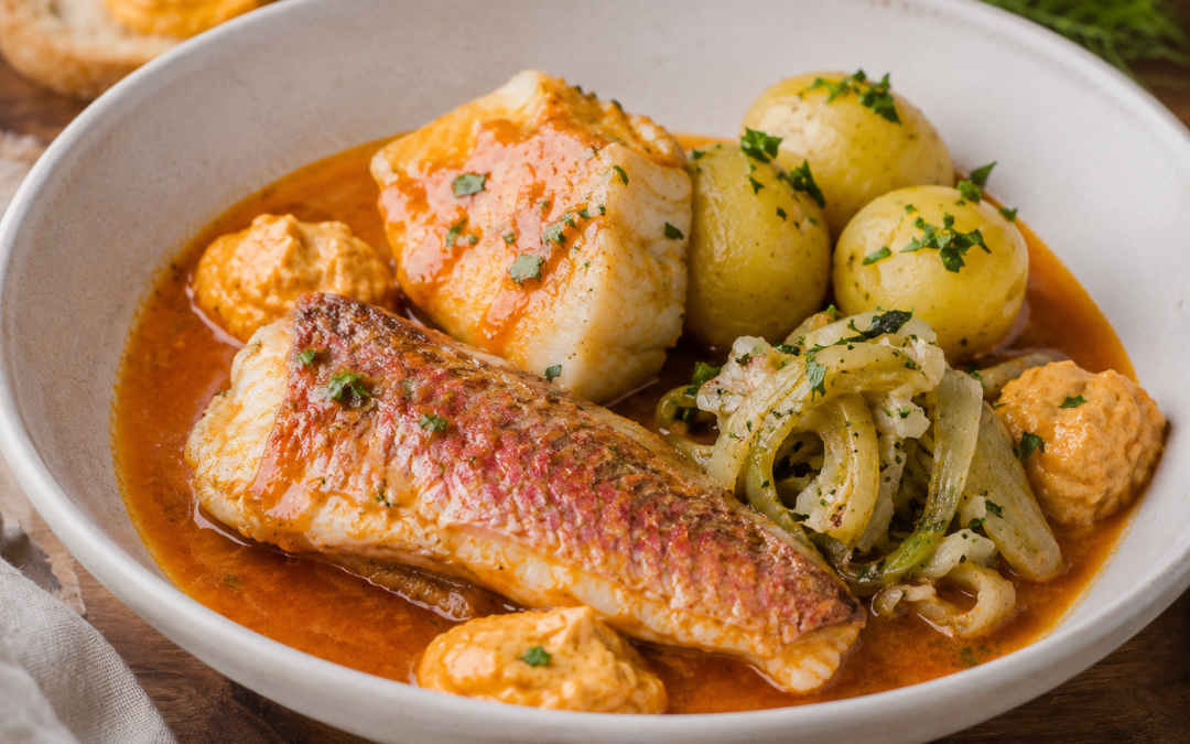 Esprit bouillabaisse, fenouil fondant et rouille maison
